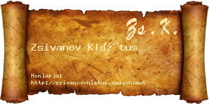 Zsivanov Klétus névjegykártya